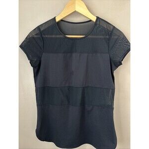 Fabletics Women’s Small Black Short Sleeve Athletic Top Mesh Cutouts Workout Tee